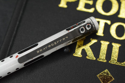 RARE Custom Fellhoelter TiBolt Pen - 5.5” Ti Engraved Stormtrooper White/ Red