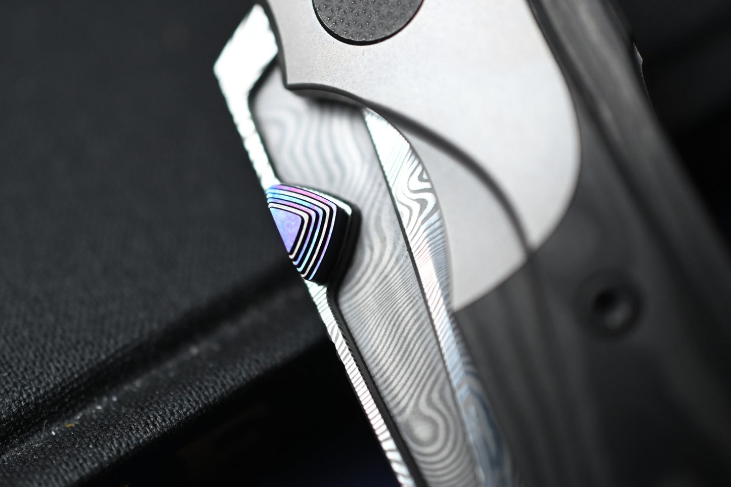 NEW Null Knives Voodoo Doll - Damasteel / Black Camo CF w/ Custom Timascus HDW
