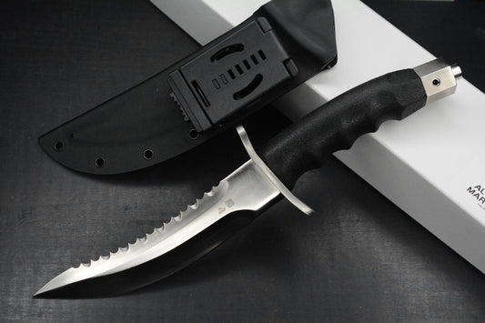 RARE+ Al Mar Knives Seki Japan Warrior Fixie Satin Blade /Rubber Handle & Sheath
