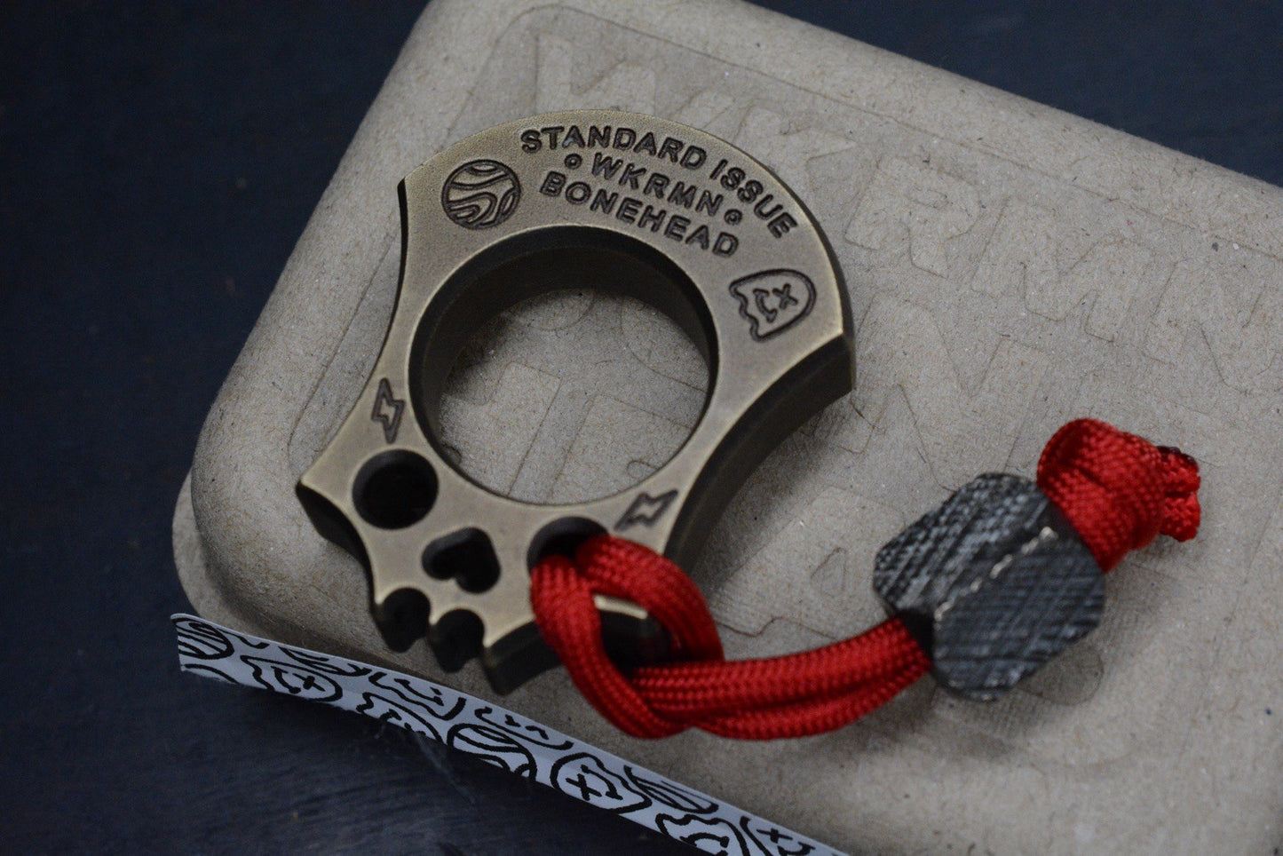 NEW WKRMN Bonehead Derpy 1/4lb Paper Weight Brass w/ Etched Brass Bead