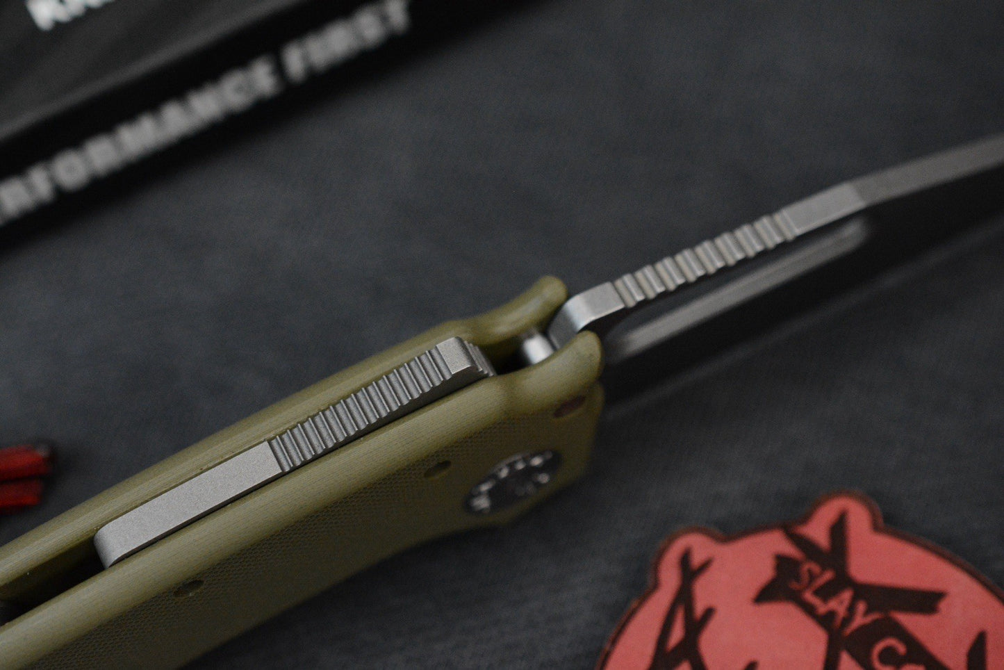 NEW Demko AD22 Shark Foot Magnacut - OD Green G-10 w/ Molar Bead & Patch