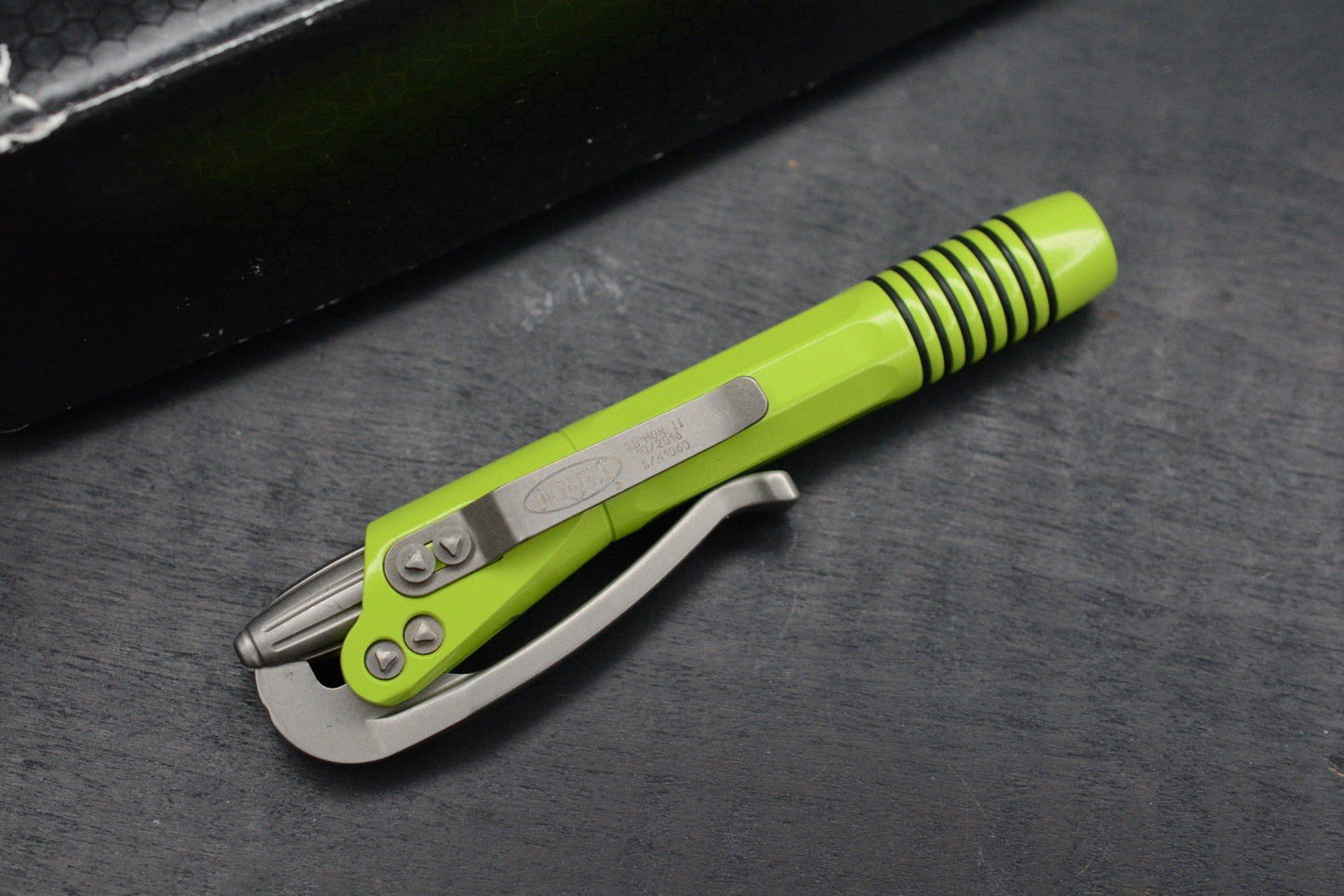 RARE Microtech Siphon II Stainless Tactical Pen Apocalyptic Green SN1060 10/2016