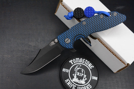 NEW Hinderer XM-18 3.5 BOWIE Battle Black Ti-Blue G10 Magna Blade  w/ JRW Beads