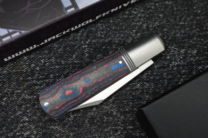 NEW Jack Wolf Gateway Barlow - Camo Carbon Handle/ Nickel Silver/ Sandvik 14C28N