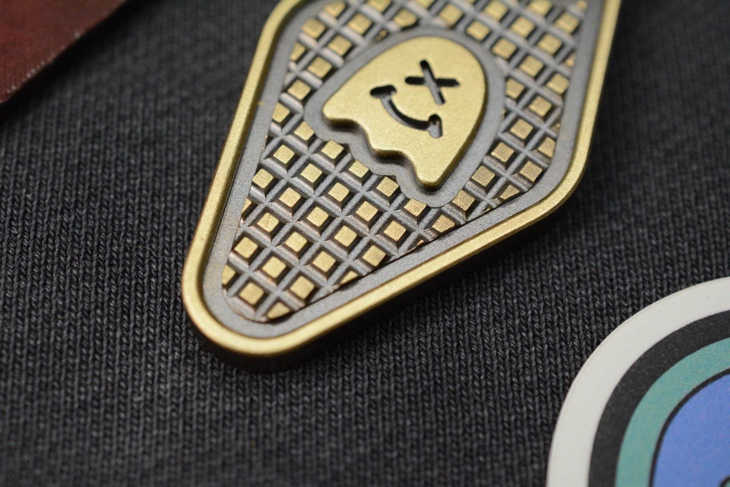 NEW WKRMN DESIGN BLACKENED FRAG TAG w/ Custom Brass Carabiner
