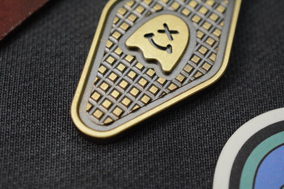 NEW WKRMN DESIGN BLACKENED FRAG TAG w/ Custom Brass Carabiner