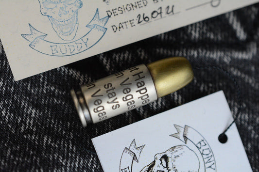 RARE++ Bony Buddy Bullet Engraved “What Happens In Vegas” Brass & Bronze w/ COA