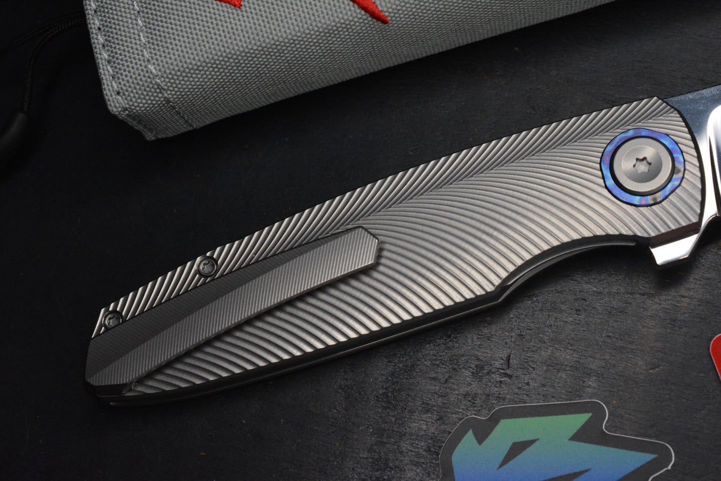 NEW Holt Outlaw Prestige Feather Texture /Near Mirror 4” M390/ Timascus Collars