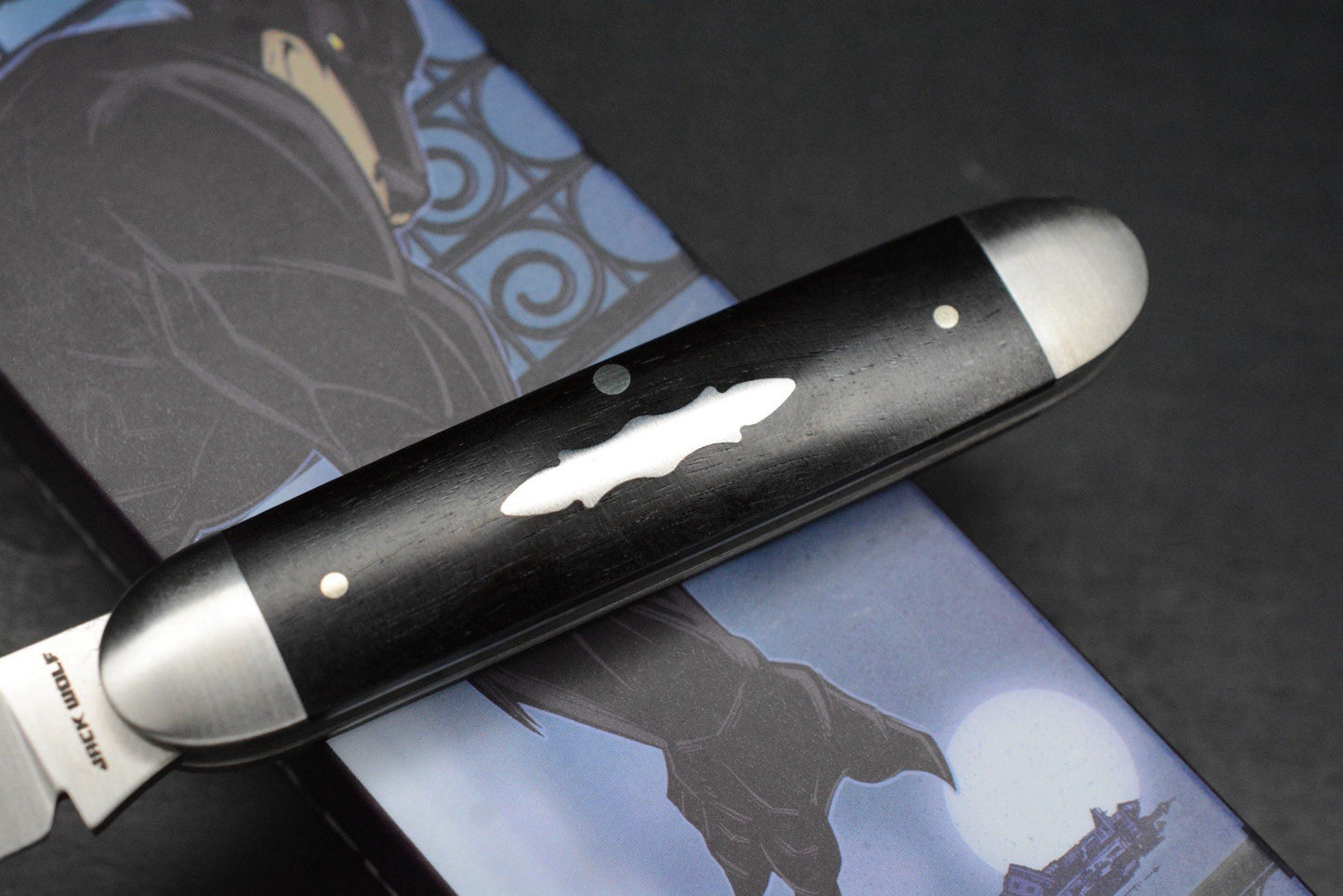 NEW Jack Wolf Knives Gateway Equal End Ebony Slip Joint / Satin Sandvik Blade