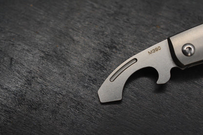 NEW D Rocket Designs Serpentine Slipjoint Ti M390 Wharncliffe Bottle Opener