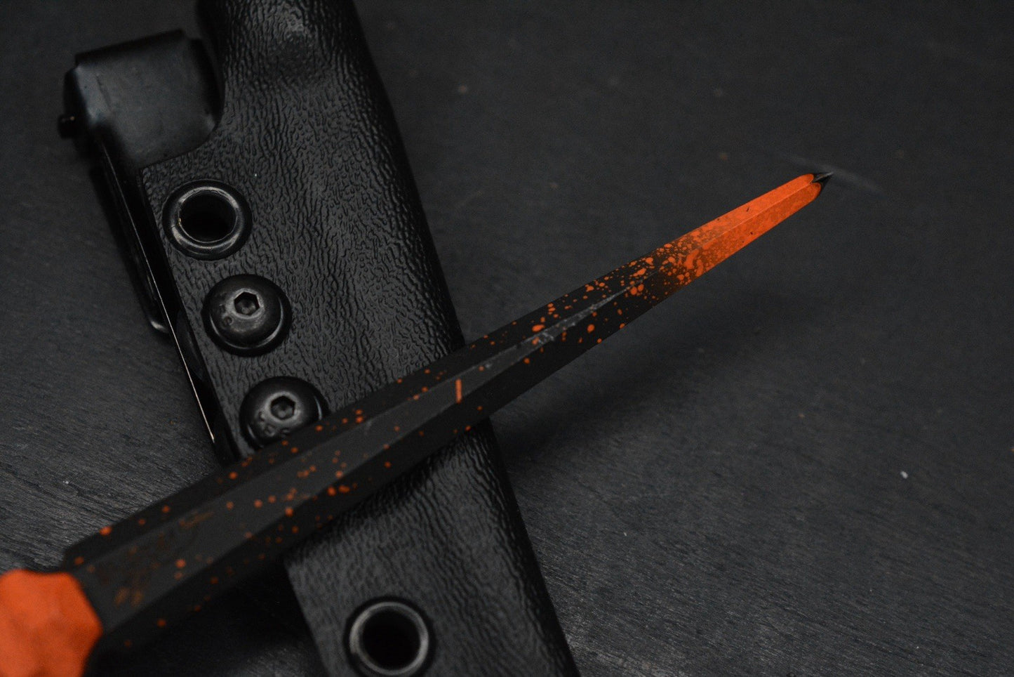 RARE Half Face Cardiac Spike Halloween SE Orange G10  w/Tactile Turn Bead & Coin