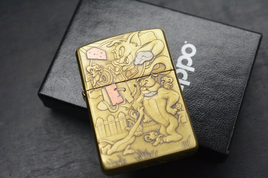 RARE CUSTOM ZIPPO Tom & Jerry Brass Lighter - High Detail 1/1 Discontinued
