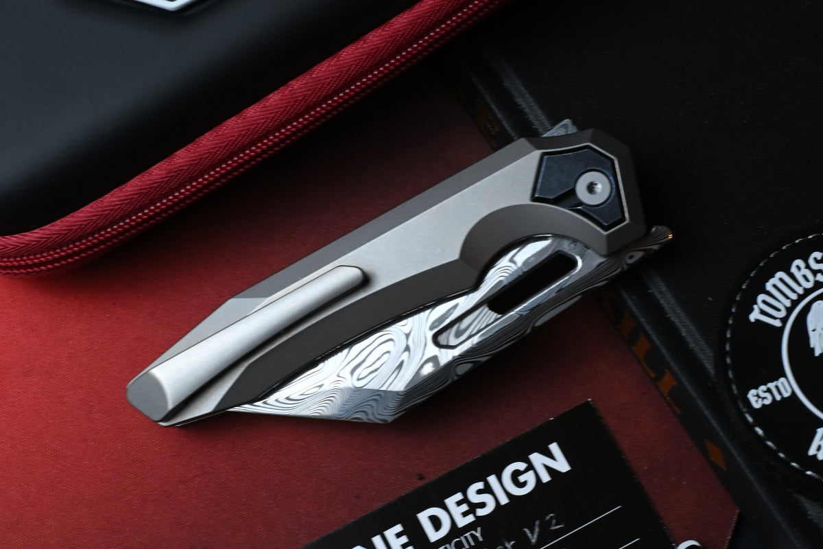 NEW Arcane Design Crawler - Beadblast Ti / Damasteel Wharncliffe