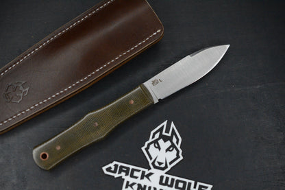 NEW Jack Wolf Vampire Hunter FB - Green Micarta/ MagnaCut w/Sheath USA MADE
