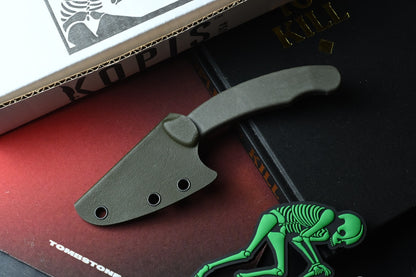 RARE Ed’s Manifesto & Kopis Designs Sneakreaper Elvia Field Knife Green /Polish