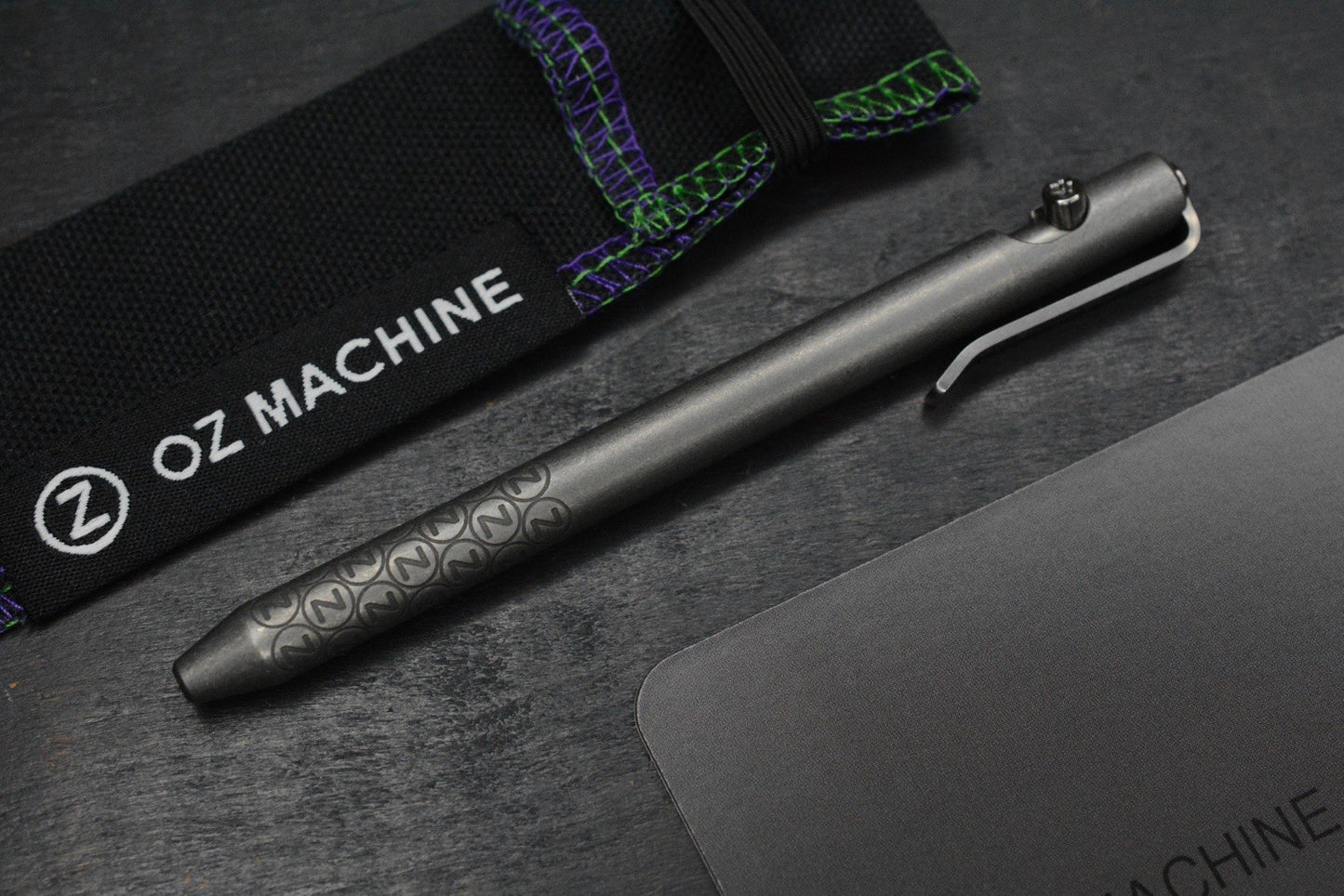 NEW Oz Machine Co Little John Ti Pen - Grey Washed Body / Dark Blasted Grips