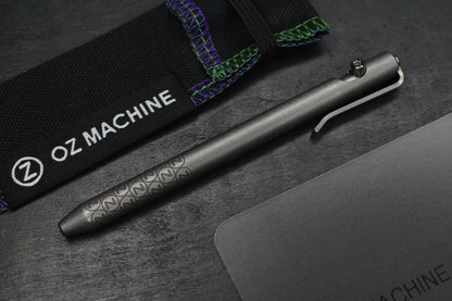 NEW Oz Machine Co Little John Ti Pen - Grey Washed Body / Dark Blasted Grips