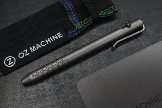 NEW Oz Machine Co Little John Ti Pen - Grey Washed Body / Dark Blasted Grips