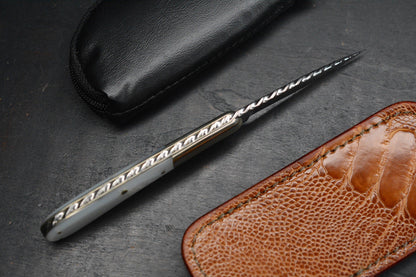 RARE++ Joe Kious Slipjoint Mother Of Pearl / Engraved Lock Back / Bolsters