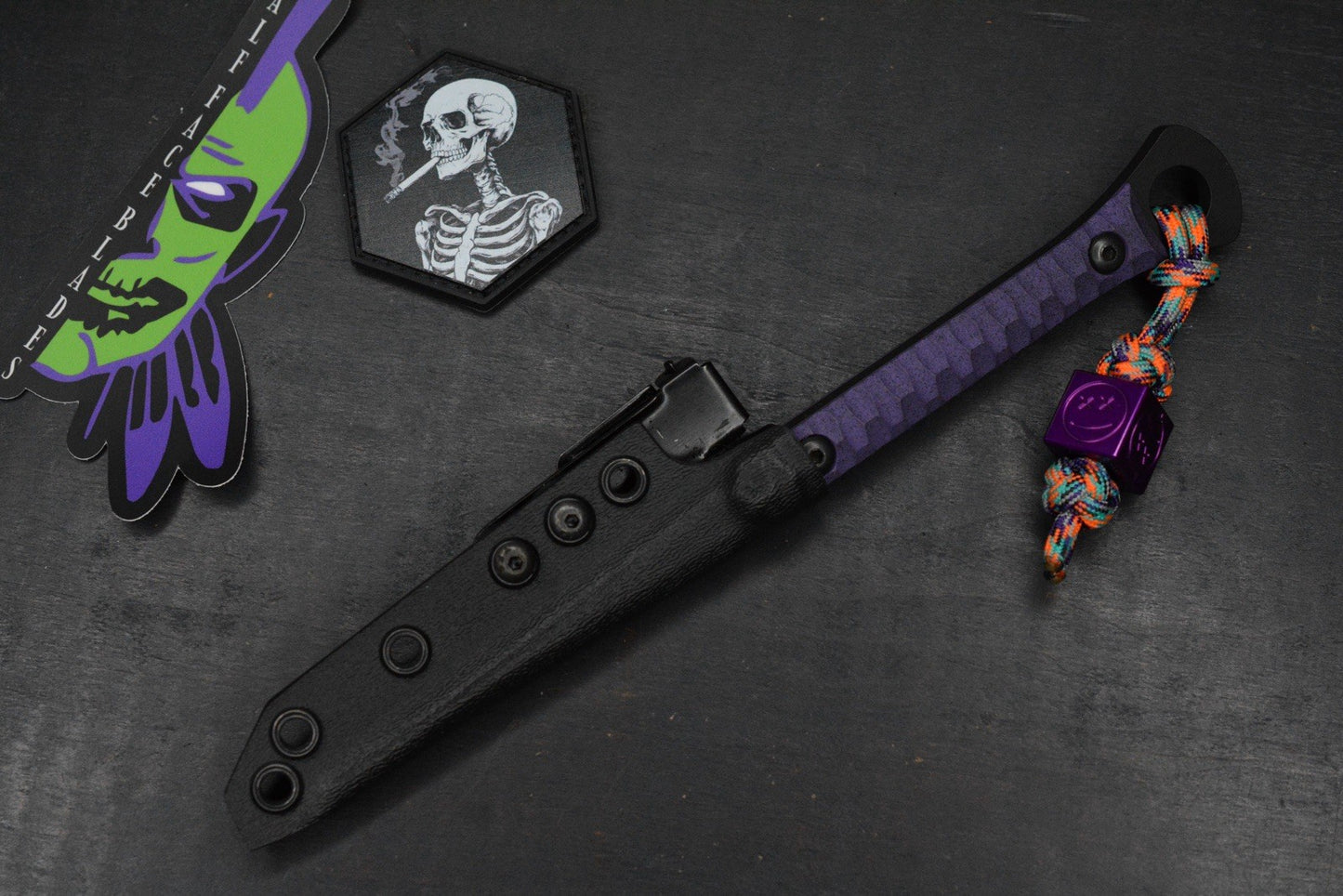 RARE Half Face Cardiac Spike Halloween SE Purple G-10 w/TKW Frankart & Patch