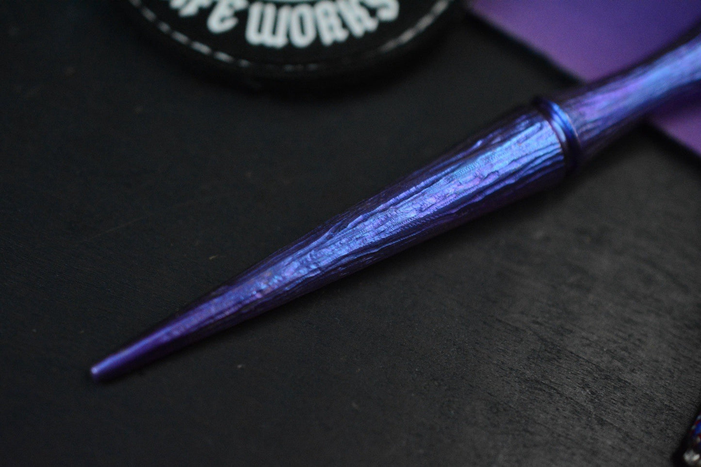 RARE Royal Creations Rock Spike -Ano Purple Ti w/ Custom Matching Bead & Patch