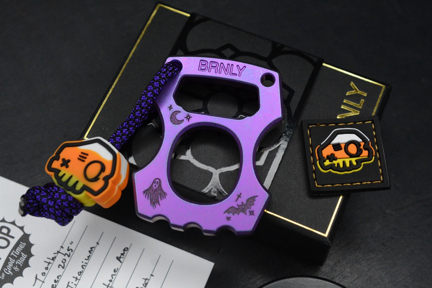 NEW BRNLY Cypop Halloween Toothy Purple LE - Engraved Bottle Opener w/Skull Bead