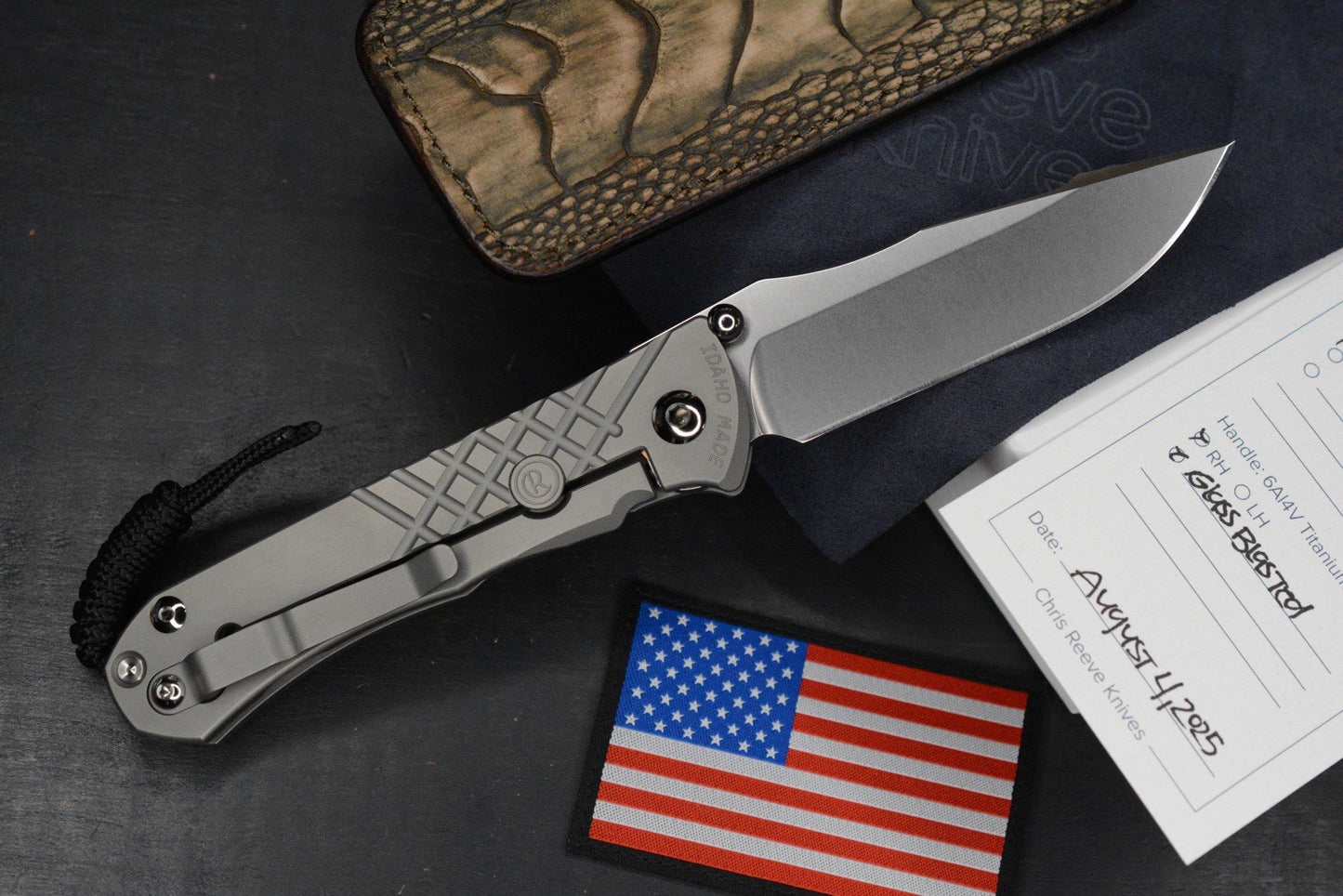 NEW Chris Reeve Umnumzaan DP Magnacut Ti Glass Blasted w/Robertson Gator Sheath