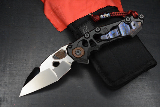 NEW Custom Knife Factory Traktor Crystalized Ti/ ZicuTi/ Copper/M390 w/ Ti2 Bead