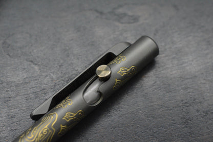 NEW Tactile Turn x Terzuola Slim Bolt Action Pen - Dark Grey Ti/Ano Gold Accents