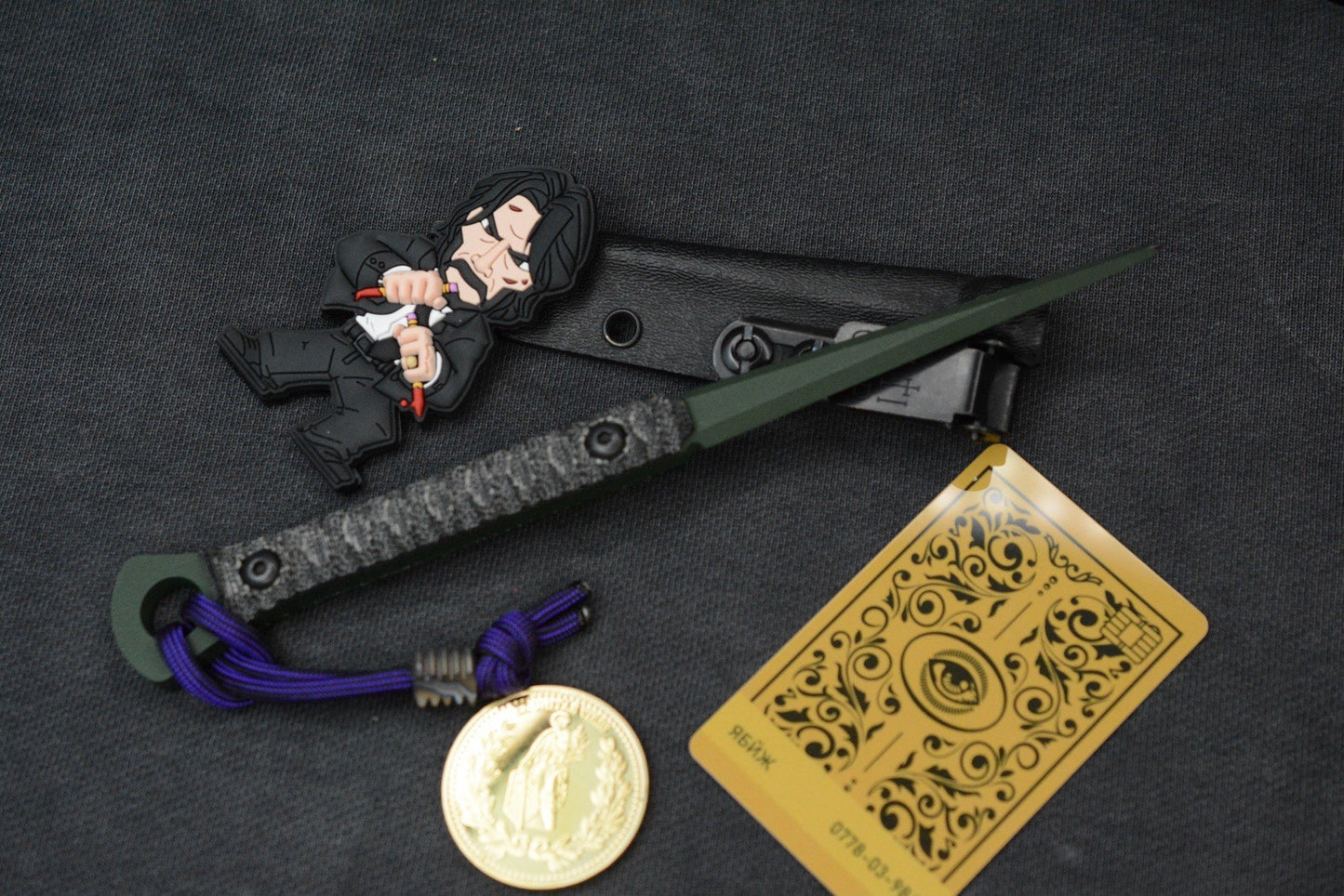 RARE Half Face Cardiac Spike Black Micarta / Highland Green G10 w/ Wick Pack