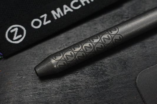 NEW Oz Machine Co Little John Ti Pen - Grey Washed Body / Dark Blasted Grips