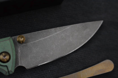 NEW CHAVES Knives RCK9 - Green Dragon Scale Mod Ti / M390 Drop Point / Ano Ti