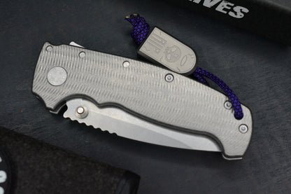 RARE Demko AD20 XL MagnaCut Drop Point / Textured Bead Blasted Ti w/ Tombstone