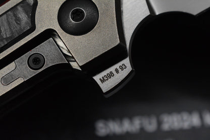 RARE Custom Knife Factory Rassenti SNAFU 4.0 CF Inlay 3.9” M398 Integral Hdle
