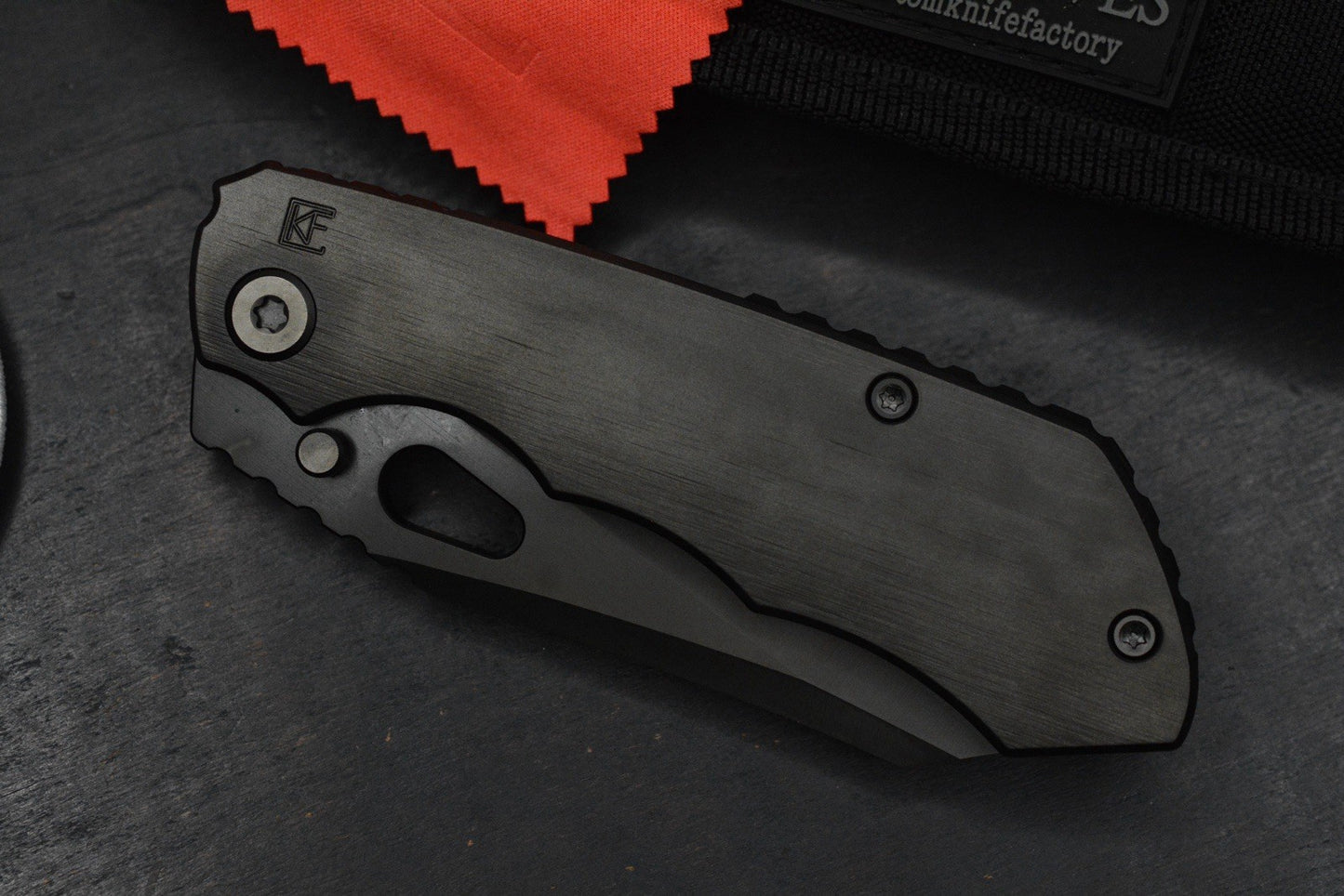 RARE Custom Knife Factory Rotten Evo 1.1 Barked Black DLC/S90V Matte w/PDW Patch