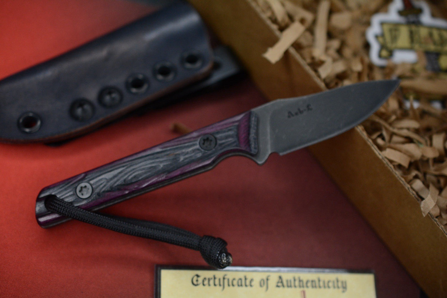NEW JP Bladesmithing Fang EDC Fixed Blade - Mirkwood Texture Purple Haze Dymalux