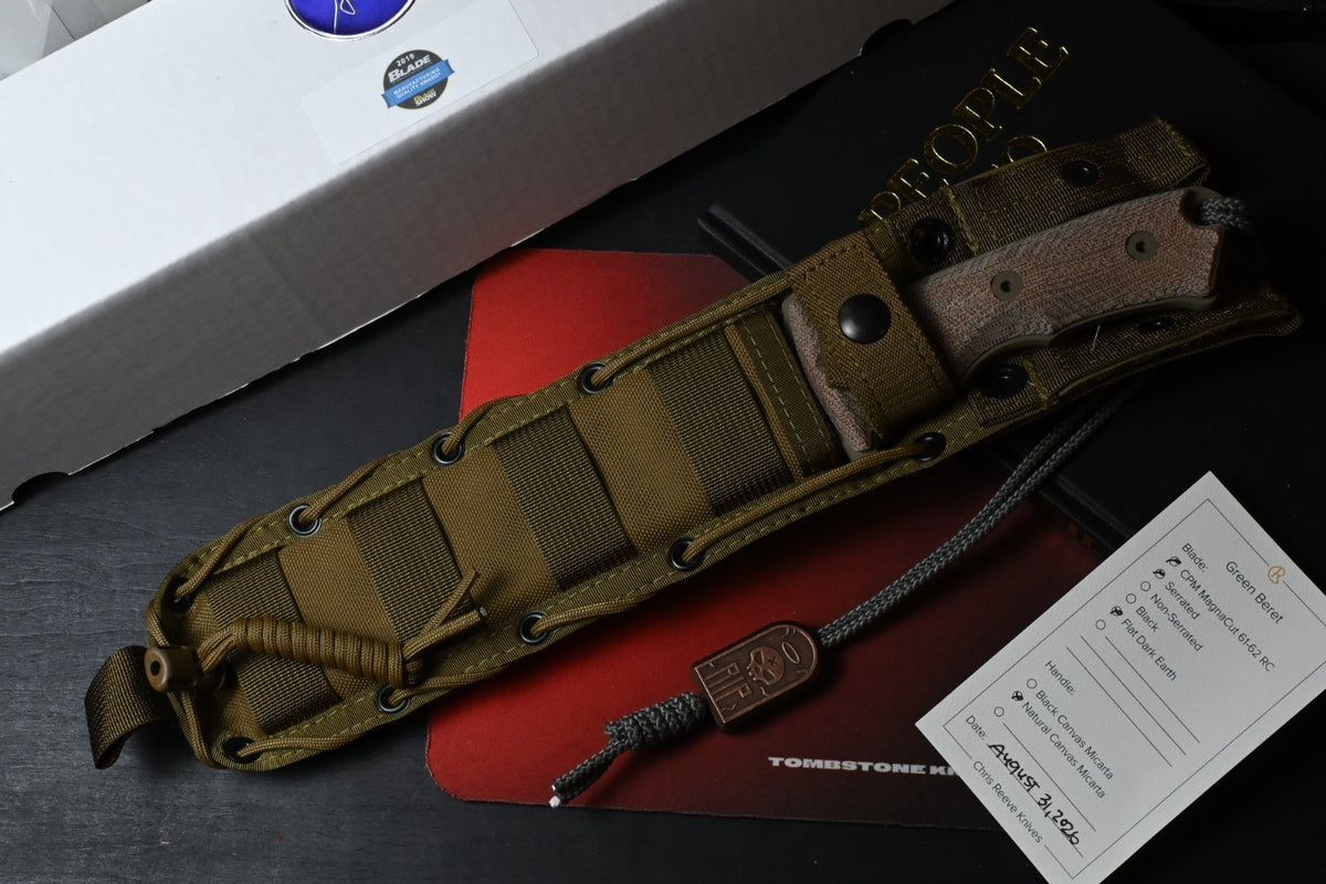 NEW Chris Reeve Knives Green Beret - Micarta/Tan FDE Magnacut w/Tombstone Bead