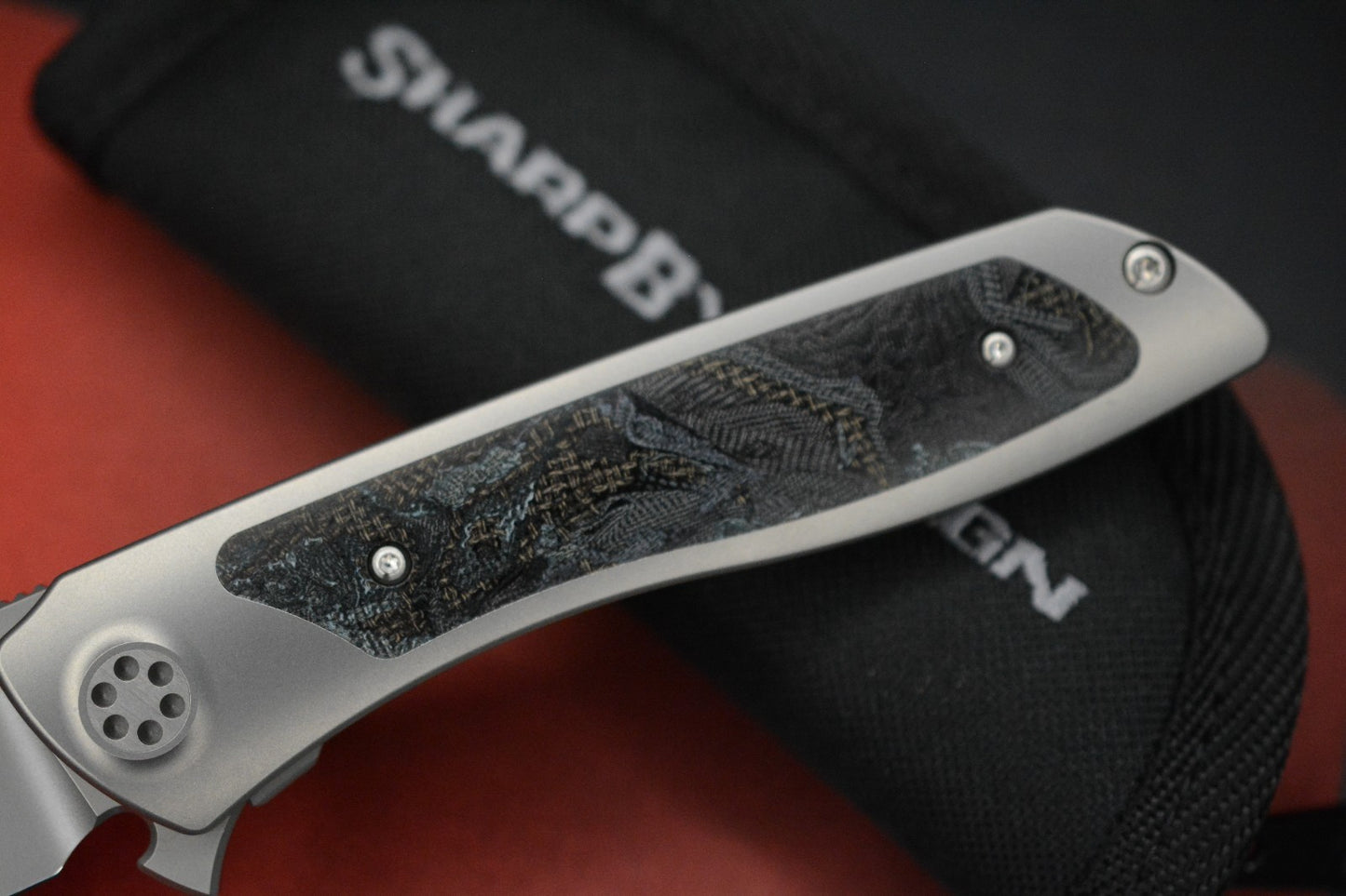 NEW SharpByDesign Brian Nadeau Typhoon 10 - Burl Micarta Inlay  / Slotted M390