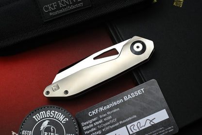 RARE Custom Knife Factory Keanison Bassett - Polished Ti / Polished M398 SN 004