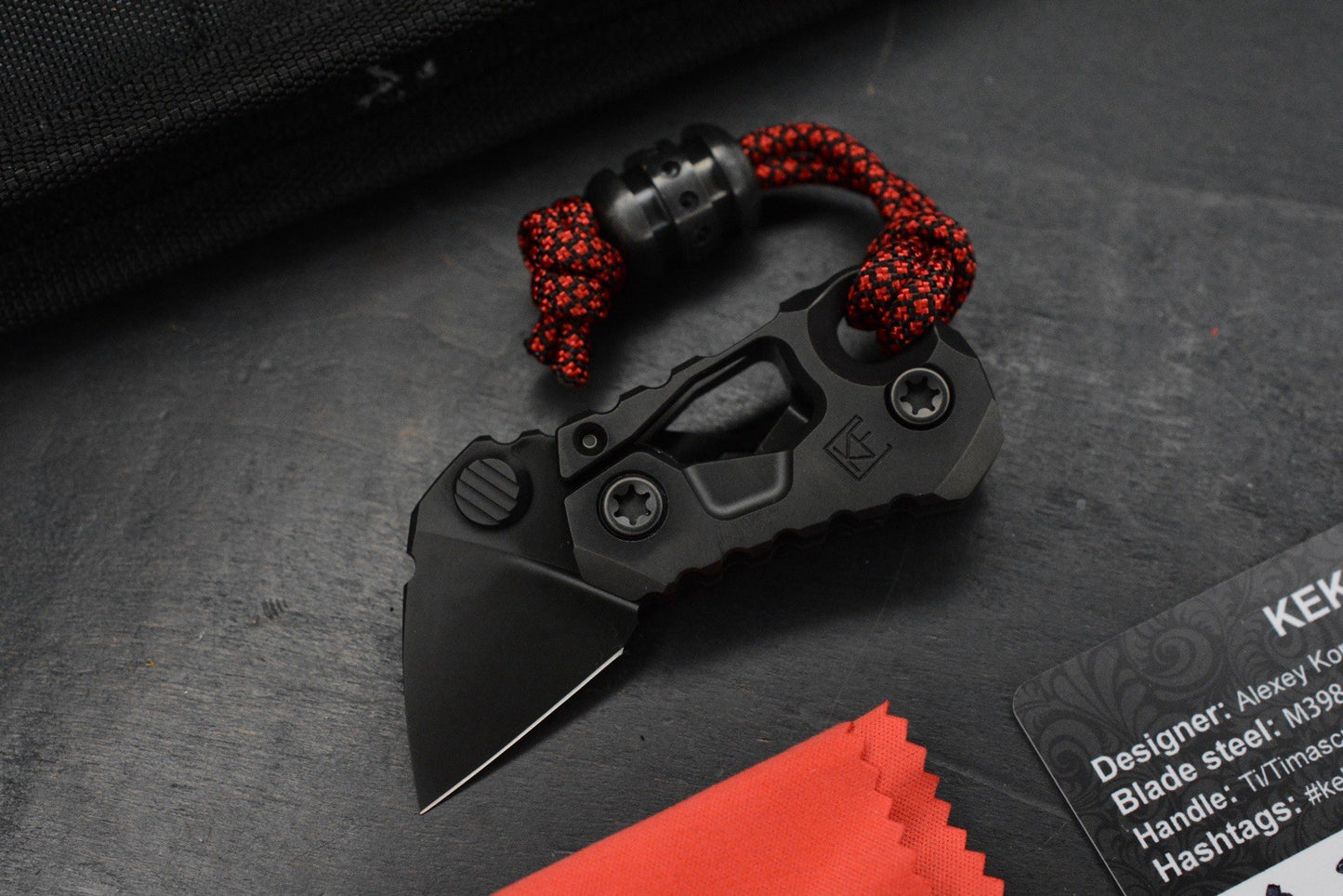 RARE++ Custom Knife Factory KEK Slipjoint - Black DLC / M398 w/ Zirc Droid Bead