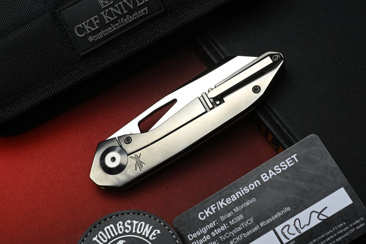RARE Custom Knife Factory Keanison Bassett - Polished Ti / Polished M398 SN 004