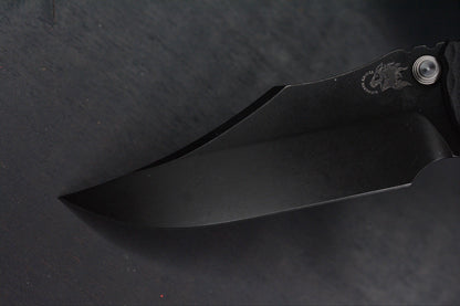 RARE Hinderer XM-18 Battle Black Magnacut Bowie/ G10 w/ Splatter Tombstone Bead