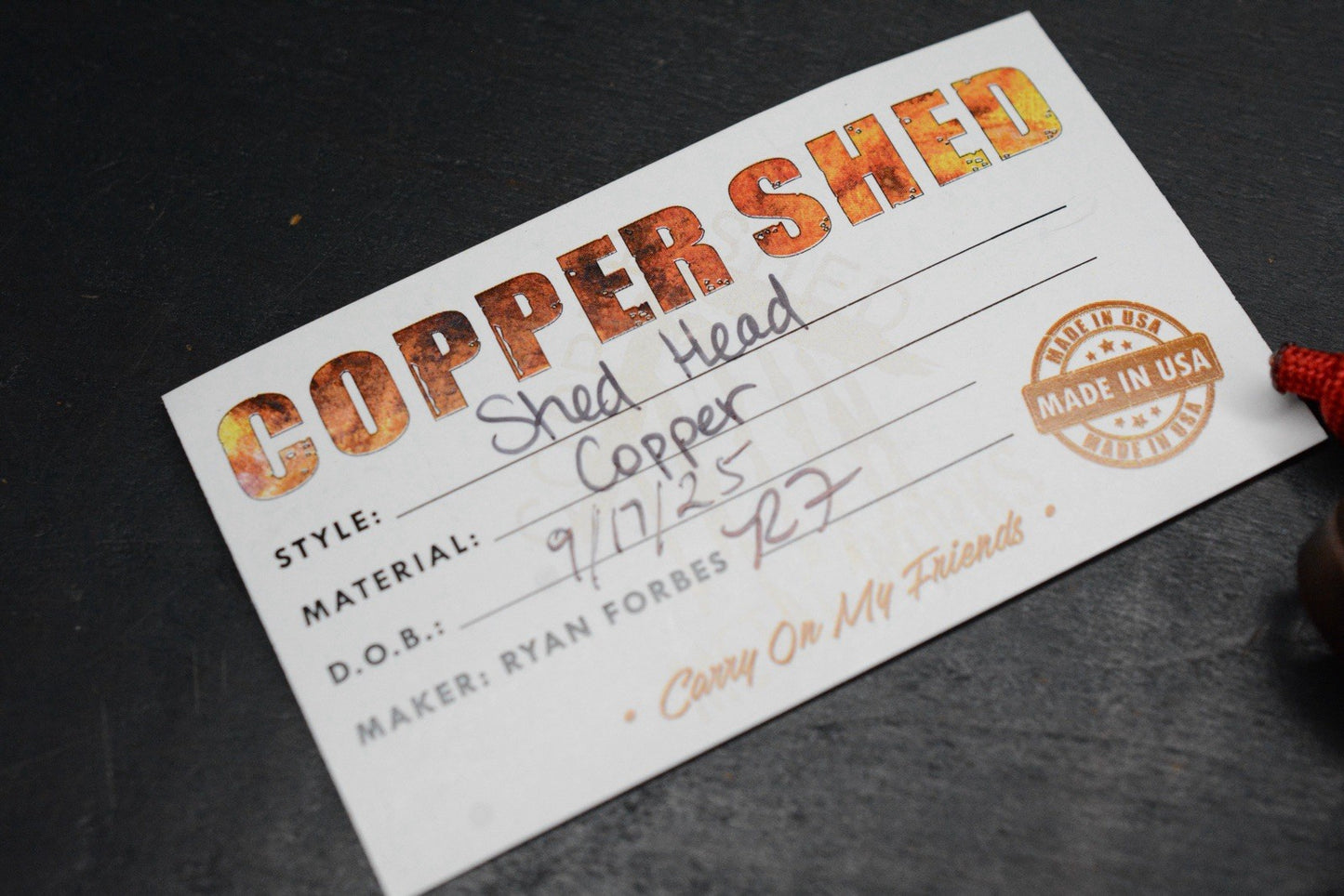 NEW Copper Shed “Shed Head” V6 Copper Bottle Opener w/ Necro Bead Re Microtech