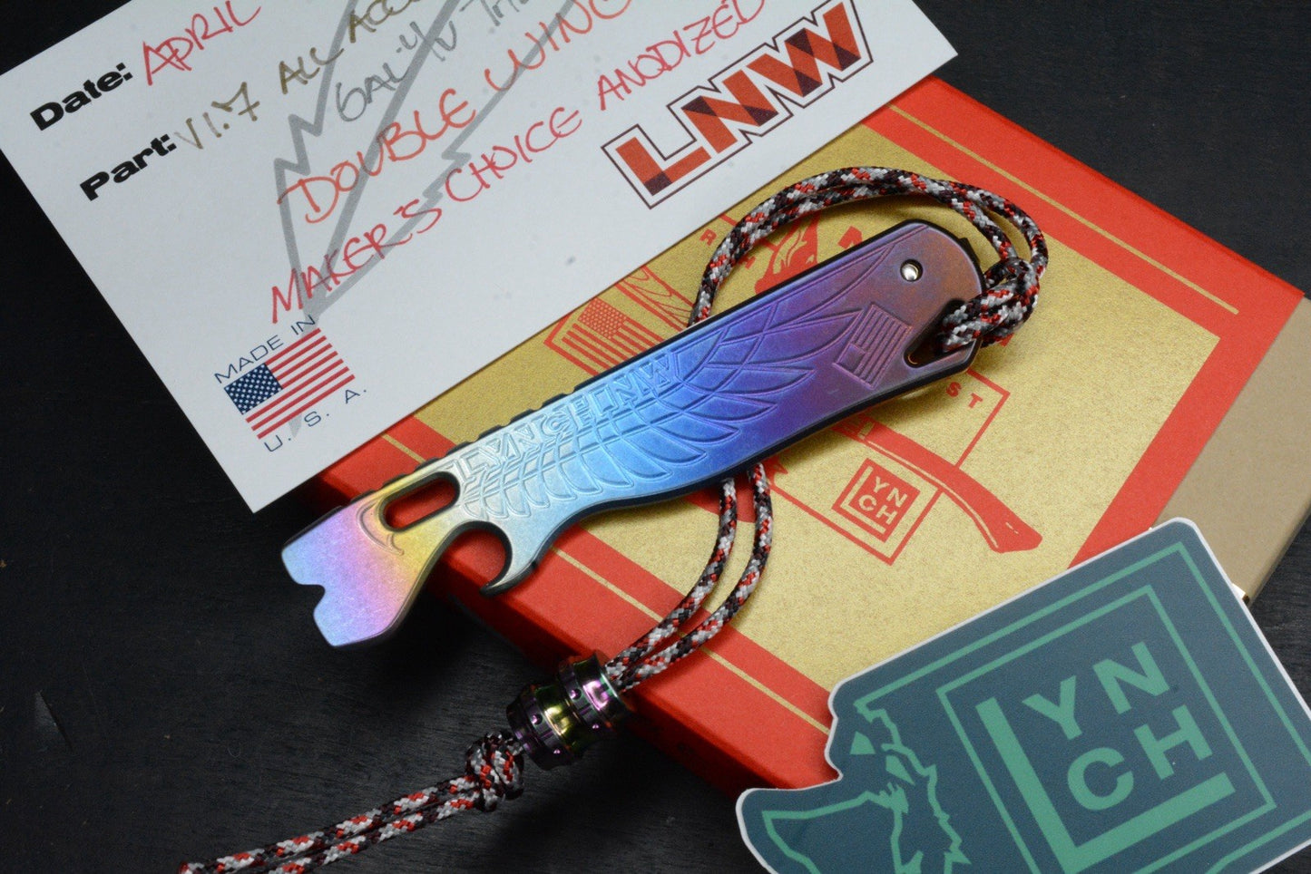 NEW Lynch Northwest V1.7 Double Wing Makers Choice Ano Pry w/ Custom Bead & COA