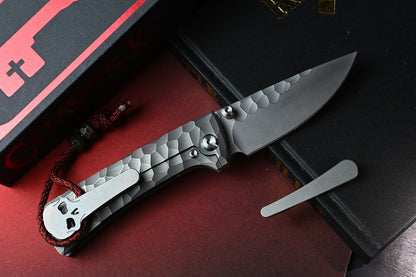 RARE CHAVES Black Label RCK9 - Full Rock SW DP M390 / Rocked Ti Handles w/ Bead