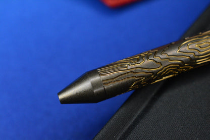 RARE Triple Aught Fellhoelter Ti-Bolt Custom Topo Brass Pen w/Skull TAD Patch