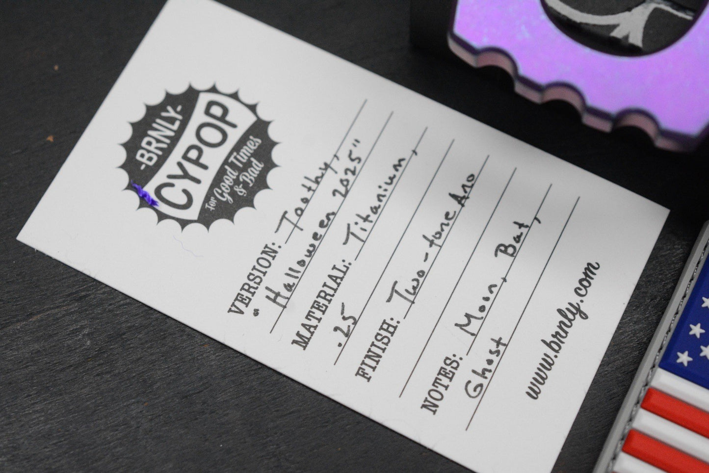 NEW BRNLY Cypop Halloween Toothy Purple LE - Engraved Bottle Opener w/ Rock Bead