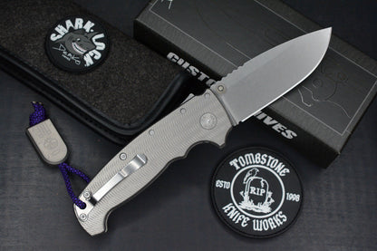 RARE Demko AD20 XL MagnaCut Drop Point / Textured Bead Blasted Ti w/ Tombstone