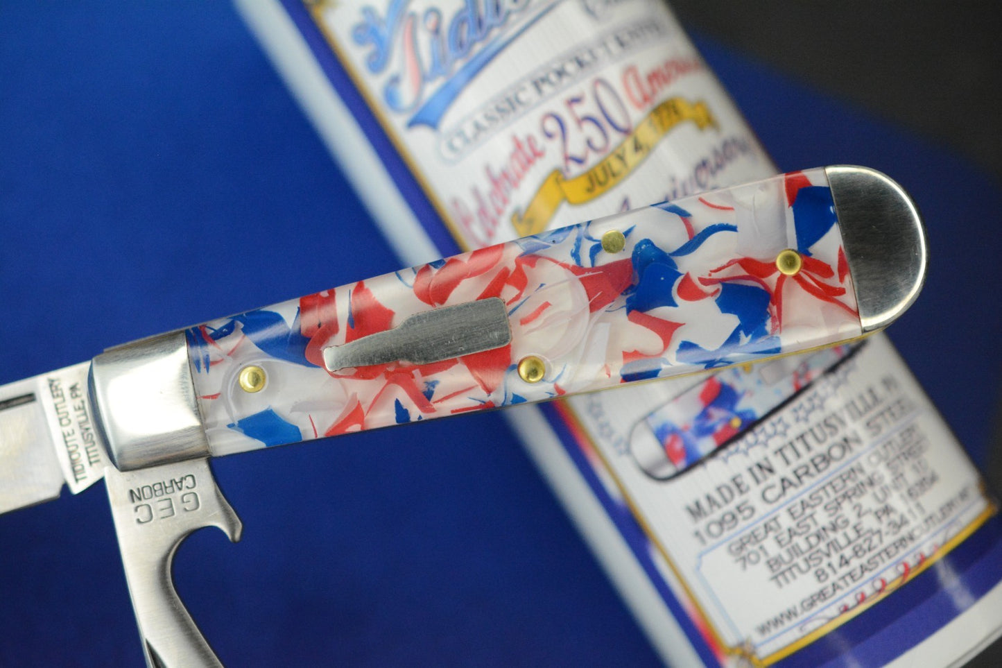 NEW Great Eastern Cutlery Tidioute 1095 Crown Lifter - 250th American Confetti