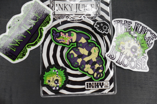 RARE++ Inky EDC x Beetlejuice Patch Set - 2x Patches & B/W Themed PVC Bead